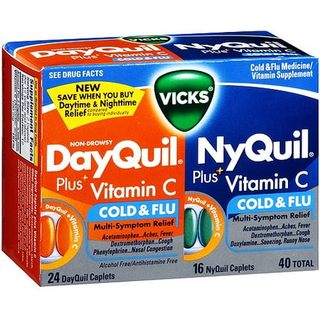 P & G Vicks DayQuil/NyQuil Plus Vitamin C Cold & Flu, 40 ea