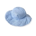 thumbnail image 5 of LPKRT Girls 2 Piece Dress Set Loose Plaid Sundress With Matching Hat Beach Summer Vacation Clothing Sets Sky Blue 9-12 Months, 5 of 9