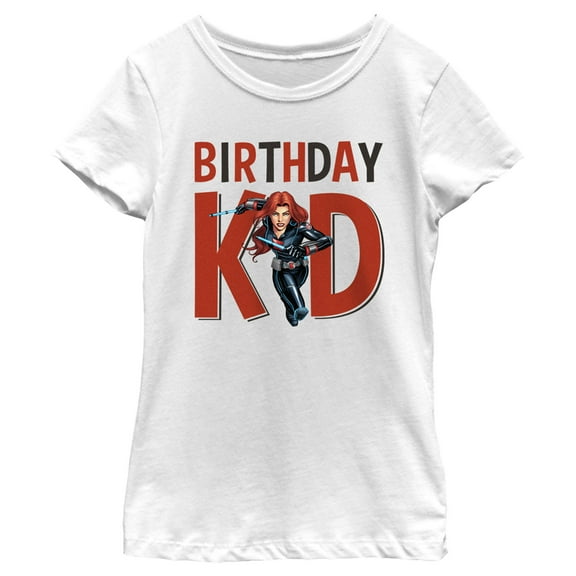 Girl's Marvel Birthday Kid Black Widow Graphic Tee White Medium