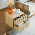 thumbnail image 6 of Yardi Yard Nightstand Set of 2, Boho End Tables with 2 Storage Hollowed-Out Drawers, Night Stand Bedside, Bedroom Bedside Table for Bedroom Living Room, Natural Oak, 6 of 13