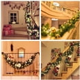 thumbnail image 2 of Couronne de Noël avec guirlande lumineuse LED - 270 cm - Guirlande de Noël artificielle - Décoration de Noël - Couronne de porte intérieure et extérieure (rouge) Ormromra ZYY-0516, 2 of 5