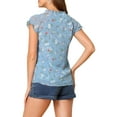 thumbnail image 3 of INSPIRE CHIC Inspired Valentine's Day Women's Floral Blouse Short Cap Sleeve Chiffon Casual Ruffle Tops S Blue, 3 of 8