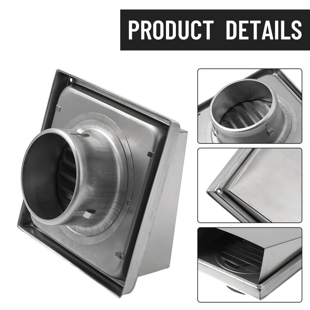 4'' 100Mm Wall Air Vent Outlet Stainless Steel Metal Cover Exhaust Grille External Extractor Wall Vent
