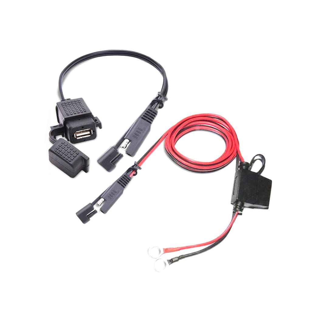 SAE to USB Cable Adapter Waterproof Dustproof USB Charger Quick 2.1A Port for Motorcycle Cellphone Tablet