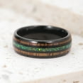 thumbnail image 3 of 8mm Mens Black Tungsten Rings Green Created Opal and Hawaiian Koa Wood Inlay Wedding Band, 3 of 5