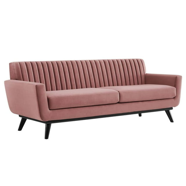 Modway Engage Canapé en Velours de Performance Capitonné à Canaux, Rose Poussiéreux