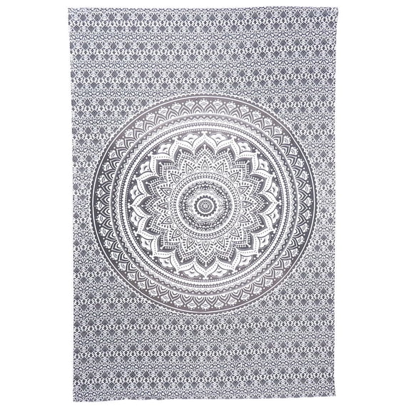 Popular Handicrafts Tapestry Wall Hanging Hippie Ombre Mandala Bohemian Hippy Psychedelic Design Indian Tapestries Bedspread 30 x 40 Inches , Black Grey