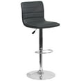 thumbnail image 1 of Contemporary Gray Vinyl Adjustable Height Barstool with Horizontal Stitch Back and Chrome Base, 1 of 9