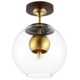 thumbnail image 4 of SAFAVIEH Clyenne 10 in. Modern Dark Walnut Iron Mount Light with Clear Shade, 4 of 6