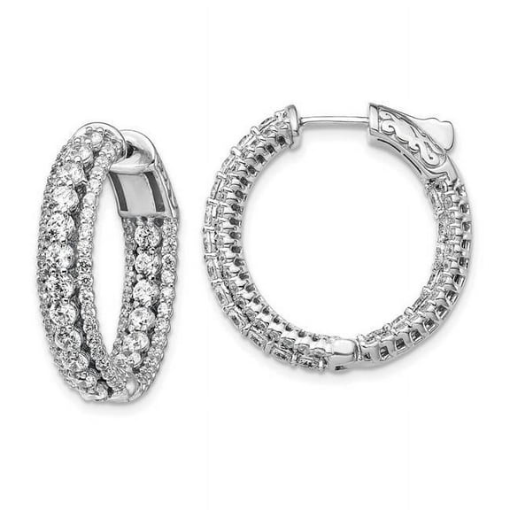 Primal Silver Sterling Silver Rhodium-plated Cubic Zirconia In and Out Round Hoop Earrings