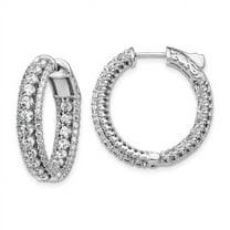 Primal Silver Sterling Silver Rhodium-plated Cubic Zirconia In and Out Round Hoop Earrings
