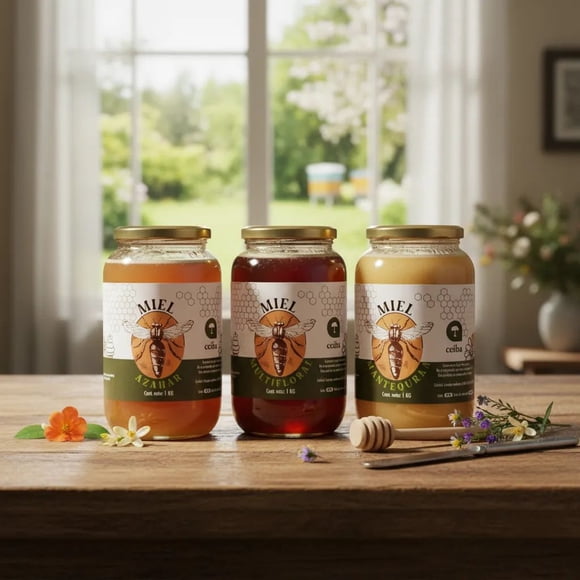 Pack 3 Mieles Puras Ceiba Natural | Azahar + Mantequilla + Multifloral 1 Kg c/u