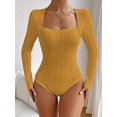 thumbnail image 2 of Élégant Justaucorps à Manches Longues en Tricot Torsadé pour Femmes, Doux, Extensible, Confortable, Col Carré, 2 of 10