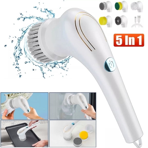 GGPG Cordless Electric Cleaning Scrubber – Portable Spin Handle Shower Brush for Tub and Tile – Multi-Surface Cleaning Brush