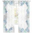 View of Blue Green Sea Sheer Curtains 63 Inch Long 2 Panels, Nautical Ocean ...