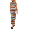 thumbnail image 1 of Vestido Maxi sin Mangas PRETTYGARDEN de Rayas Verde Talla M, 1 of 8
