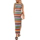 thumbnail image 1 of Vestido Maxi sin Mangas PRETTYGARDEN de Rayas Verde Talla M, 1 of 8