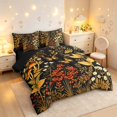 thumbnail image 2 of Homewish Fungus Botanical Mushroom 7 Pieces Full Size Bedding Sets,Daisy Floral Butterfly Full Size Bed in a Bag,Black Reversible, 2 of 8