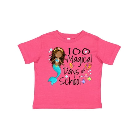 

Inktastic 100 Magical Days of School with Blue Mermaid and Fish Gift Toddler Boy or Toddler Girl T-Shirt