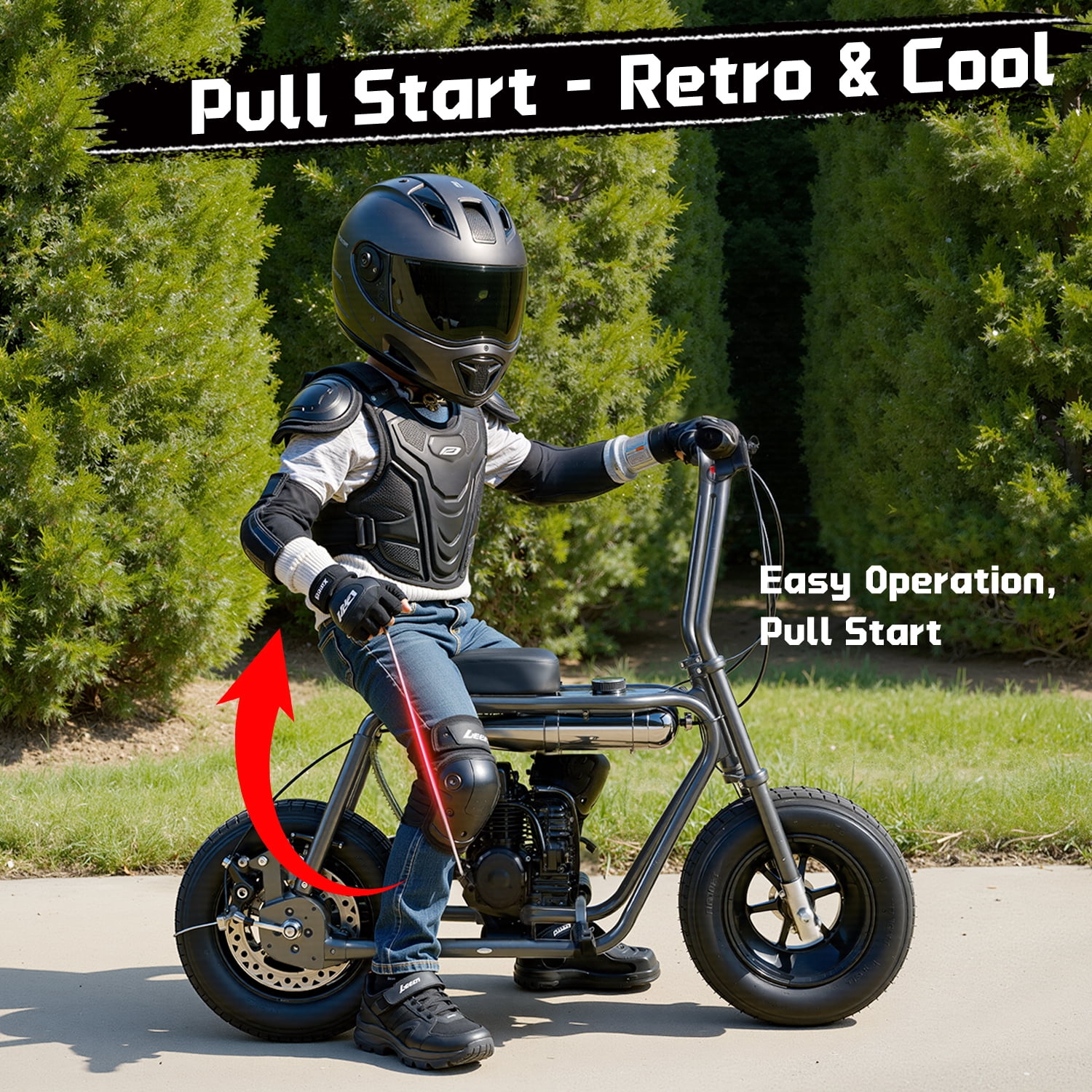 TOXOZERS 50cc Mini Bike, Gas-Powered Mini Dirt Bike with Extra-Wide Seat,Perfect Gift for Kids 8+,25 MPH & 150 LBS Capacity,Black