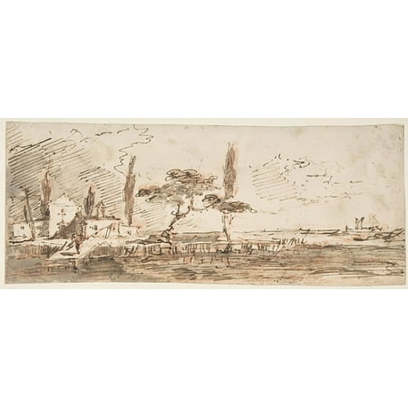 The Island of Anconetta (recto) Two Feet Wearing Pointed Shoes (verso) Poster Print by Francesco Guardi (Italian Venice 1712  “1793 Venice) (18 x