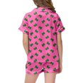 thumbnail image 4 of ANINEO Unisex Satin Pajamas Set Boys Girls Silk Pjs Short Sleeve 2 Piece Sleepwear Button-Down Kids Nightwear Outfits, 4 of 4