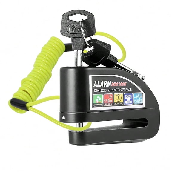 2-in-1 Motorcycle Alarm Lock: Disc Lock & Steel Cable for Double Security