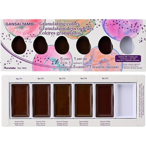 GANSAI TAMBI GRANULATING COLOR 5 colors set, Watercolor Paint Set, Professional-Quality for Artists and Crafters, AP-Certified, for Adult, Made in Japan