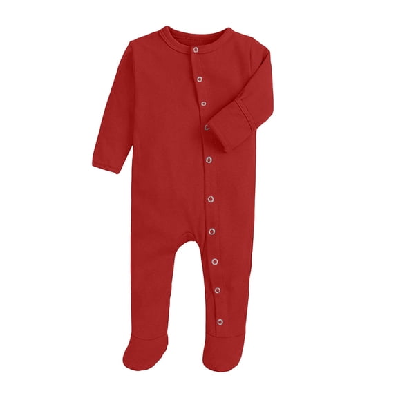 Zpanxa Newborn Onesies Girl Cotton Snap Front Footed Long Sleeve Solid Color Romper Red 0-3 Months