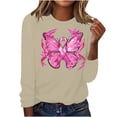 thumbnail image 2 of VKOYWKM Breast Cancer Survivor T-Shirts Women Long Sleeve T-Shirt Pink Ribbon Print Breast Cancer Tops Crew Neck Loose Breast Cancer Awareness Sweatshirt, 2 of 5