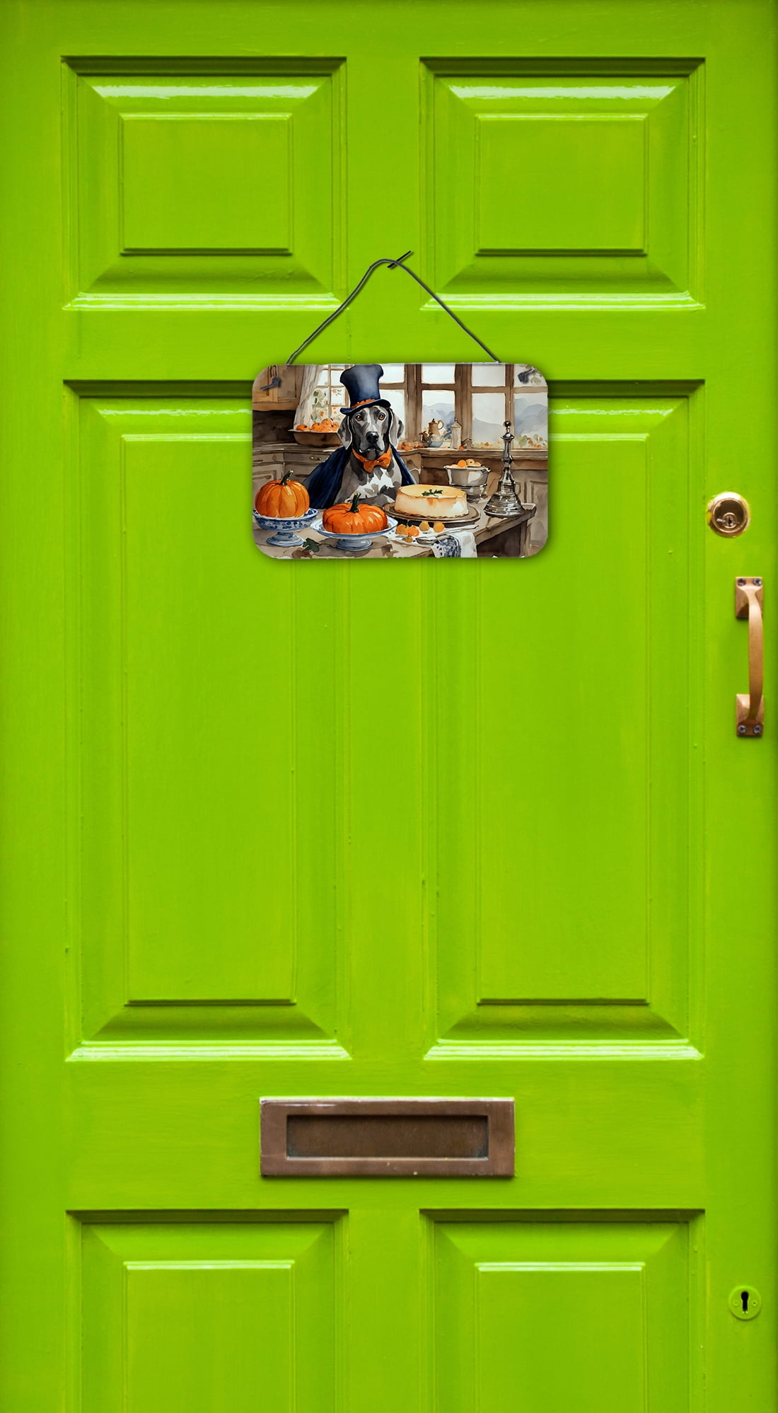 Weimaraner Fall Kitchen Pumpkins Wall or Door Hanging Prints 8 in x 12 in