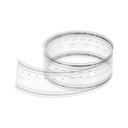 Uxcell Film Flexible Ruler 80cm 0.1mm Scale with R Angle & Width Lines PET Plastic Folding Straight Ruler