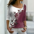 thumbnail image 2 of Linen Long Sleeve Shirt Women Plus Womens Sweatshirt Casual V Neck Long Sleeve Loose Flowers Sweatshirt, 2 of 6