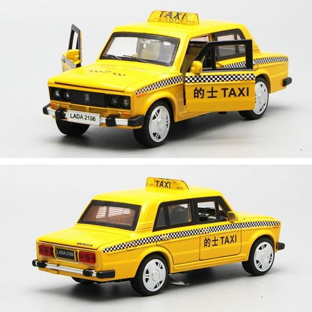 1/32 Alloy Taxi Car Model Pull Back LED Music Table Ornament Kids