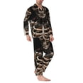 thumbnail image 2 of Fuzoiu Cyber Skeleton With Tattoos Print Men's Long-Sleeved Pajama,Lounge Button Down Nightwear,Mens Notch Collar Pajama Set -X-Large, 2 of 7