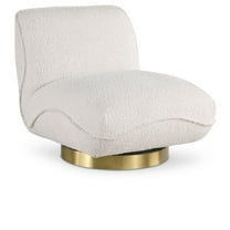 Meridian Furniture Geneva Cream Boucle Fabric Swivel Accent Chair