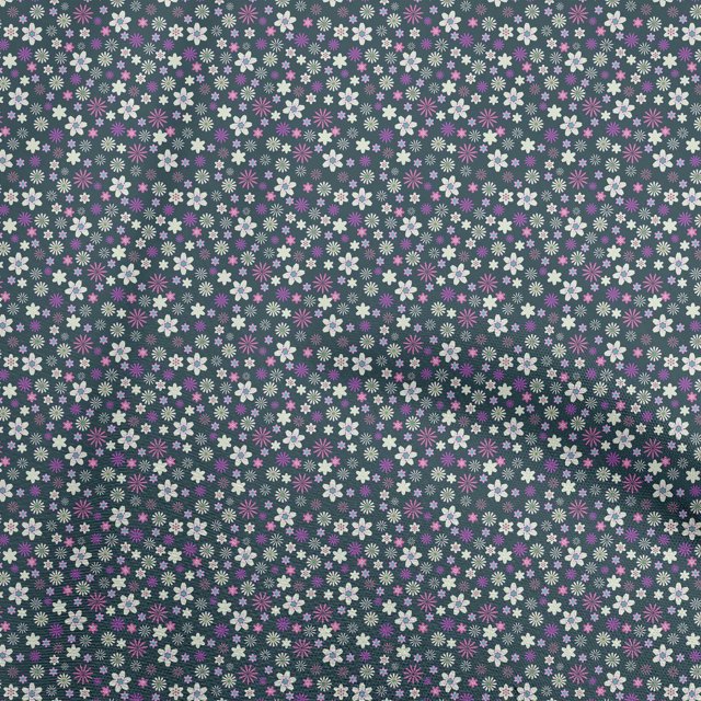 oneOone Rayon Teal Blue Fabric Floral Sewing Craft Projects Fabric Prints By Yard 56 Inch Wide