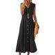 thumbnail image 1 of Lucakuins Vestido largo para mujer, sin mangas, con cuello vuelto, con botones, informal, para fiesta, verano, vestido acampanado Lucakuins moda, 1 of 8
