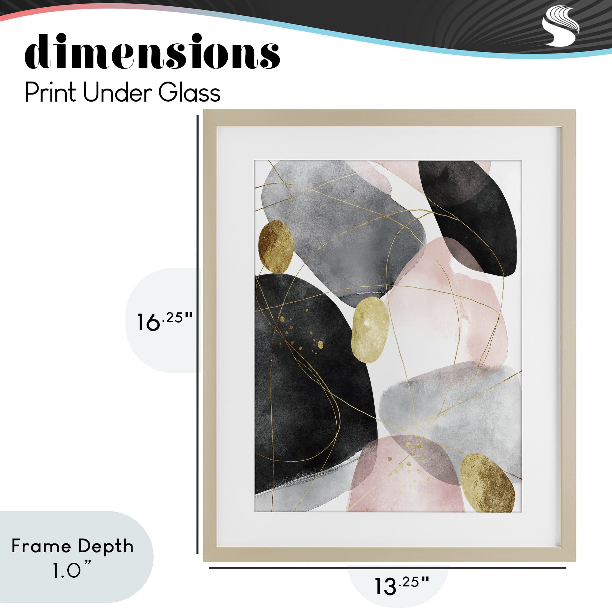 Stupell Industries Gilded Echoes Shapes Birch Framed Print Under Glass, design by Svetlana Aleynikova