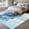 thumbnail image 4 of Summer Large Area Rugs 5x8 ft Ocean Blue Geometric Texture Conch Starfish Teal White Washable Rug Non Slip Indoor Carpet Absorbent Floor Mat for Living Room Bedroom Dining Room, 4 of 9