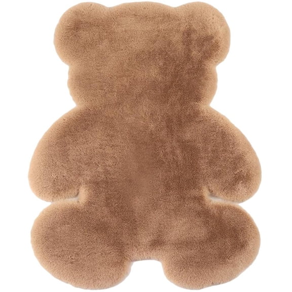 Jiibva Modern Bear Print Area Rug - Super Soft Fluffy Anti-Skid Carpet for Living Room, Bedroom & Door Mat (60x80cm, Brown)