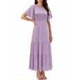 thumbnail image 4 of Xaqiouau Womens Boho Floral Maxi Dress Short Sleeve Casual Summer Long Dress Crew Neck Flowy A Line Beach Vacation Dress, 4 of 7