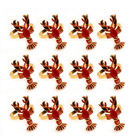

JUNTEX 12Pcs Creative Cute Lobster Napkin Rings Metal Serviette Buckle Holder for Coastal Ocean Theme Wedding Parties Table Setting Decor