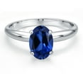 thumbnail image 3 of Gem Stone King PLAT-900 Platinum Blue Created Sapphire Engagement Ring for Women | 1.60 Cttw | Oval 8X6MM | Gemstone September Birthstone | Size 9, 3 of 6