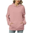 thumbnail image 3 of Jinhomg Cotton Hoodies for Women Dressy Casual Long Sleeve Solid Pullover Tops Oversized Soft Cozy Kangaroo Pocket Top Fall Winter Thermal Going Out Wear Pink XL, 3 of 6