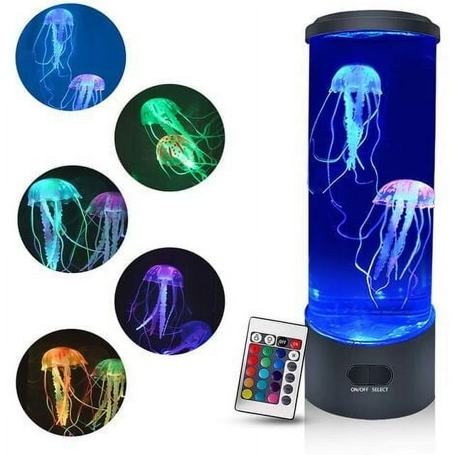 Una decoración fascinante para el hogar y la oficina, crea una iluminación relajante con una lámpara de acuario con medusas que cambia de color