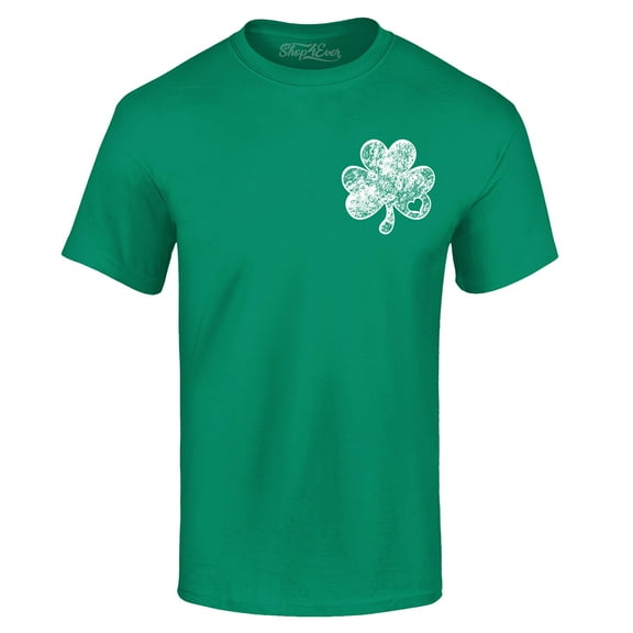 Shop4Ever Men's Small Distressed Shamrock Heart St. Patrick's Day Graphic T-shirt XX-Large Kelly