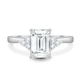 thumbnail image 2 of 2.00Ct Emerald Cut Moissanite Accent Engagement Ring, Round Side Stone, 18K White Gold, US 4.5, 2 of 8