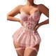 thumbnail image 1 of Conjunto de lencería CRIPOM de encaje rosa talla grande con liguero XXXL, 1 of 6