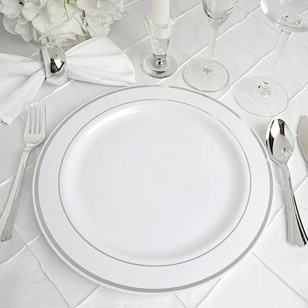 Balsacircle 10 Pcs Disposable Plastic Round Plates With Trim For